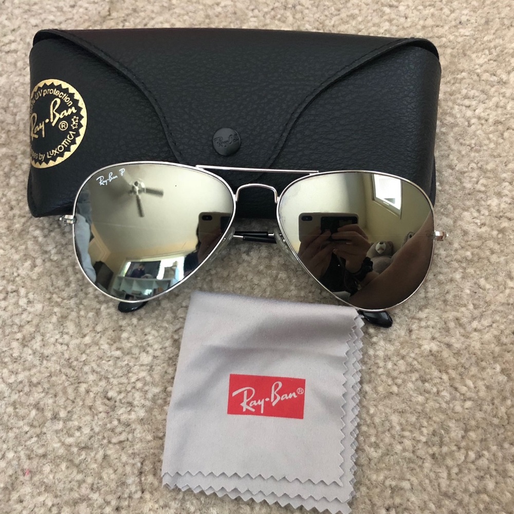 Ray Ban Silver Mirror Large Aviator Sunglasses